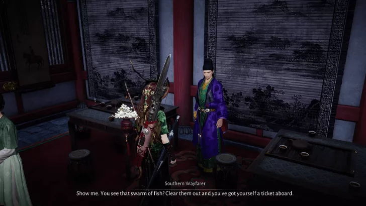 Vị trí Officer Nan ở Harvestfall Village (tòa nhà đối diện Zither Keeper)