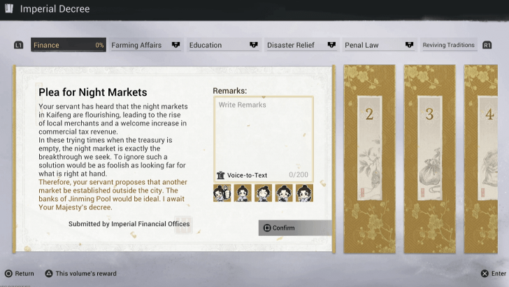 Imperial Decree Finance volume prompts