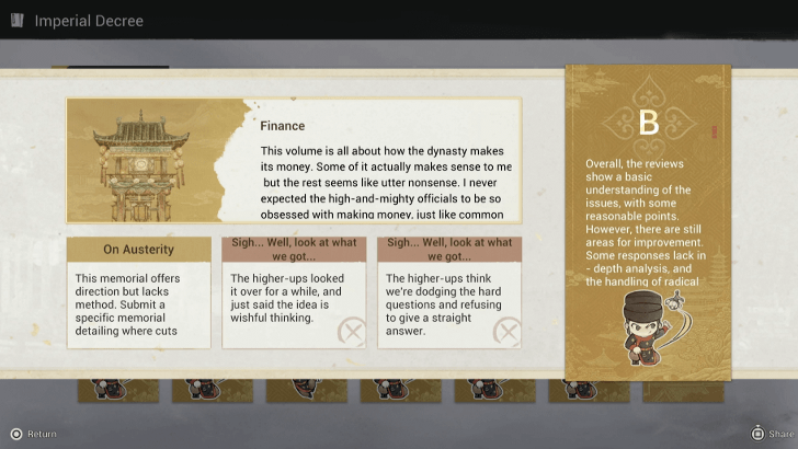 Imperial Decree overall grade screen