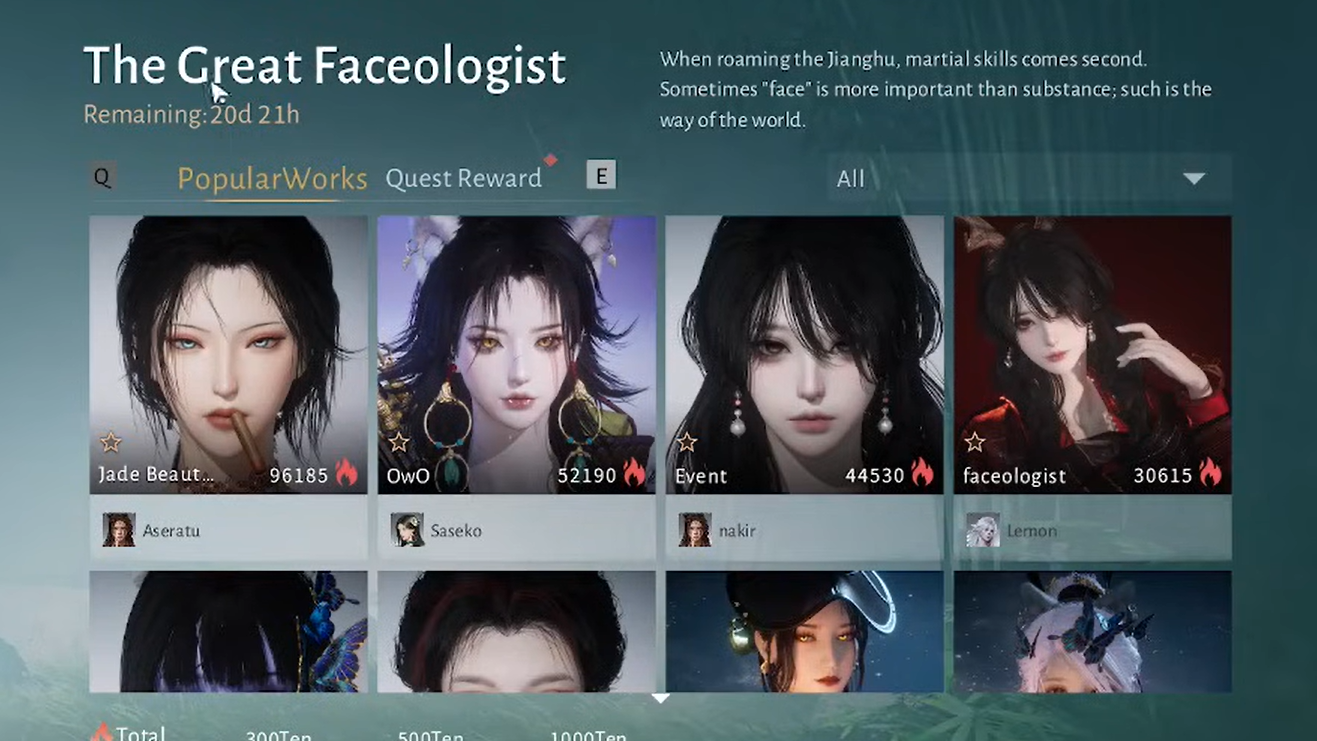 The Great Faceologist event screen