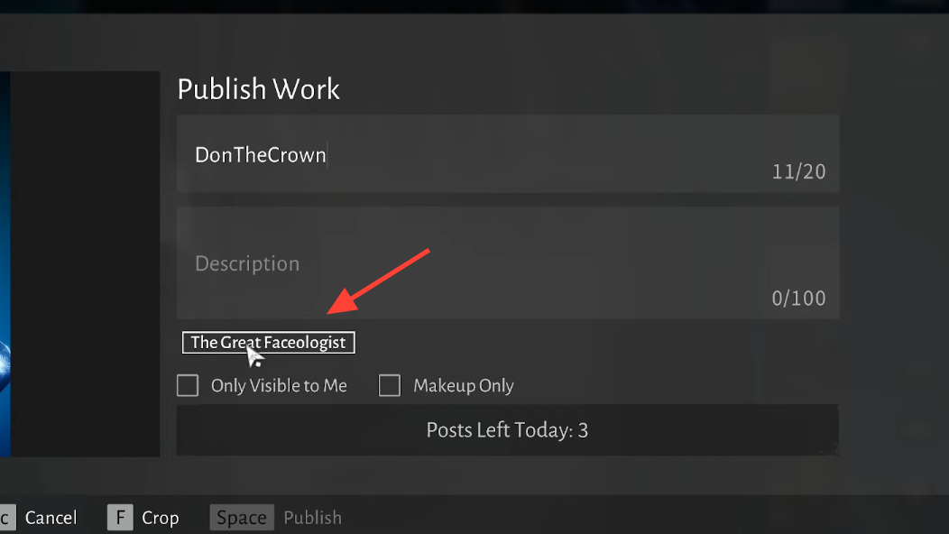 The Great Faceologist event tag in the upload dialog