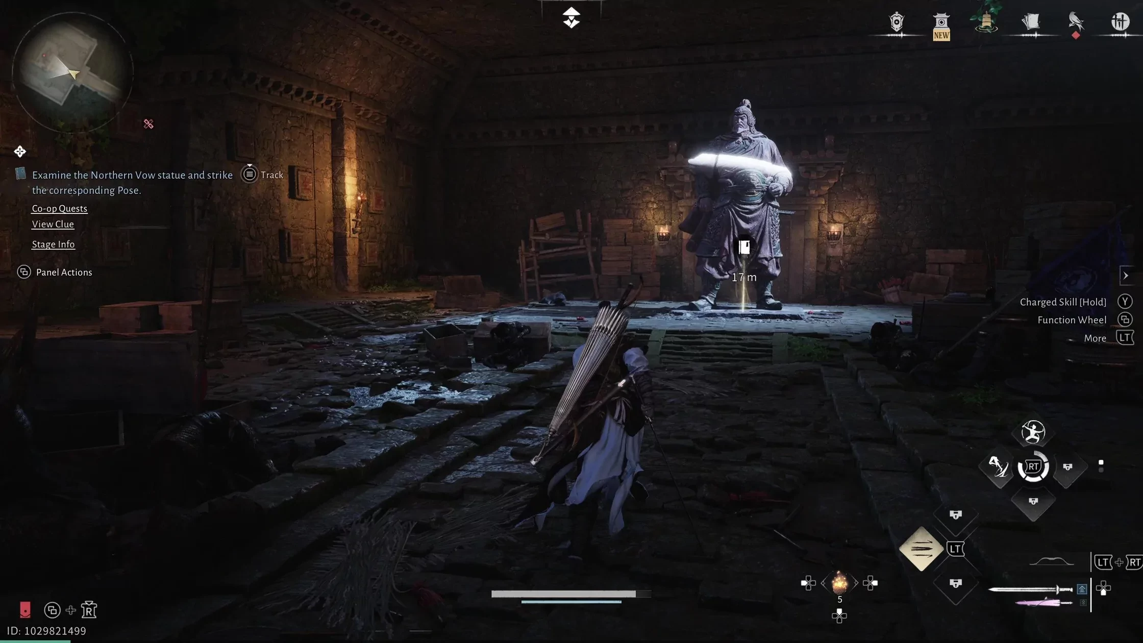 Wall puzzle chamber overview with central statue