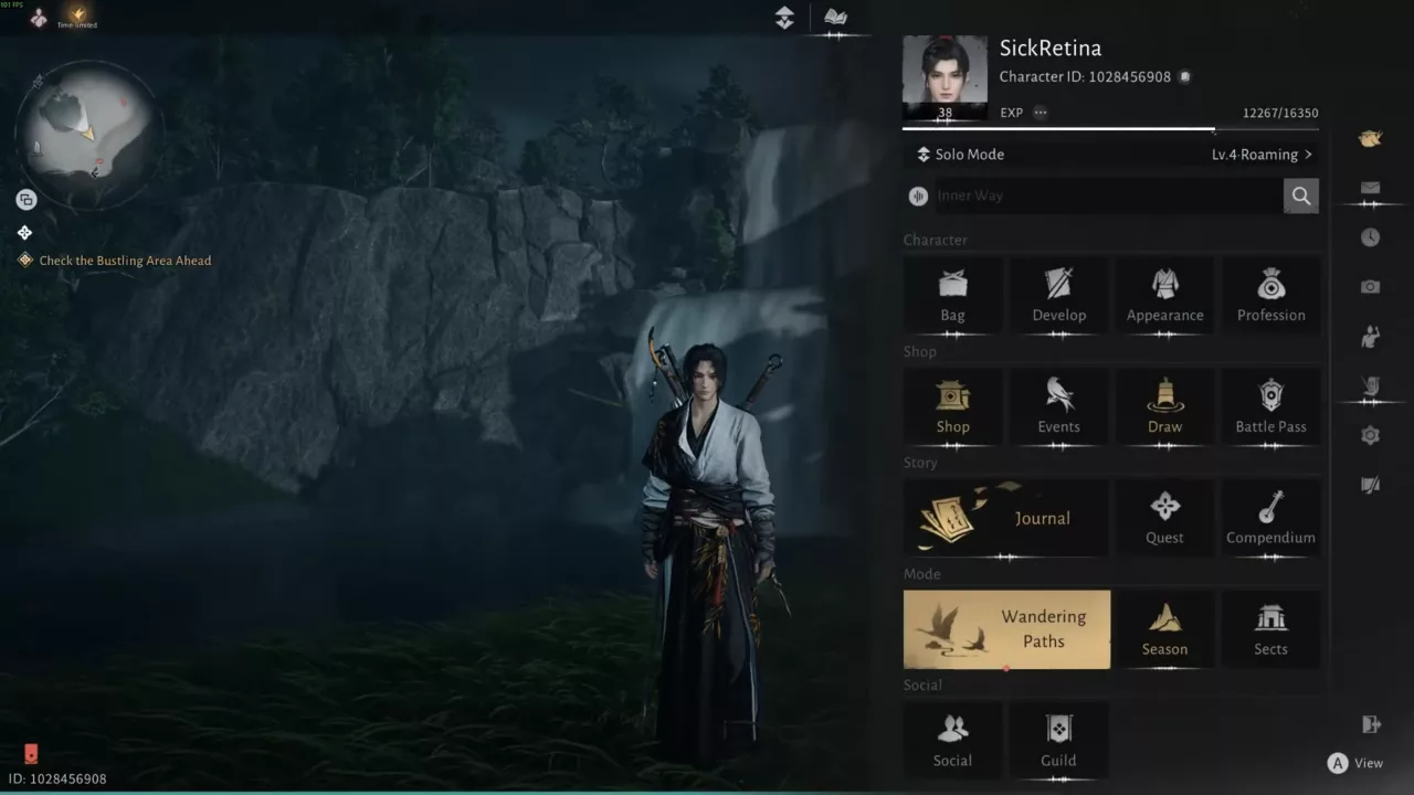 Where Winds Meet: open Wandering Paths from the menu