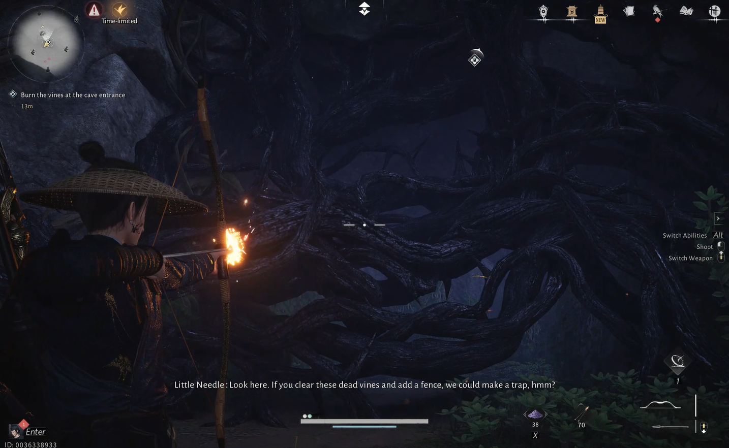 Burning the vines to prep the trap