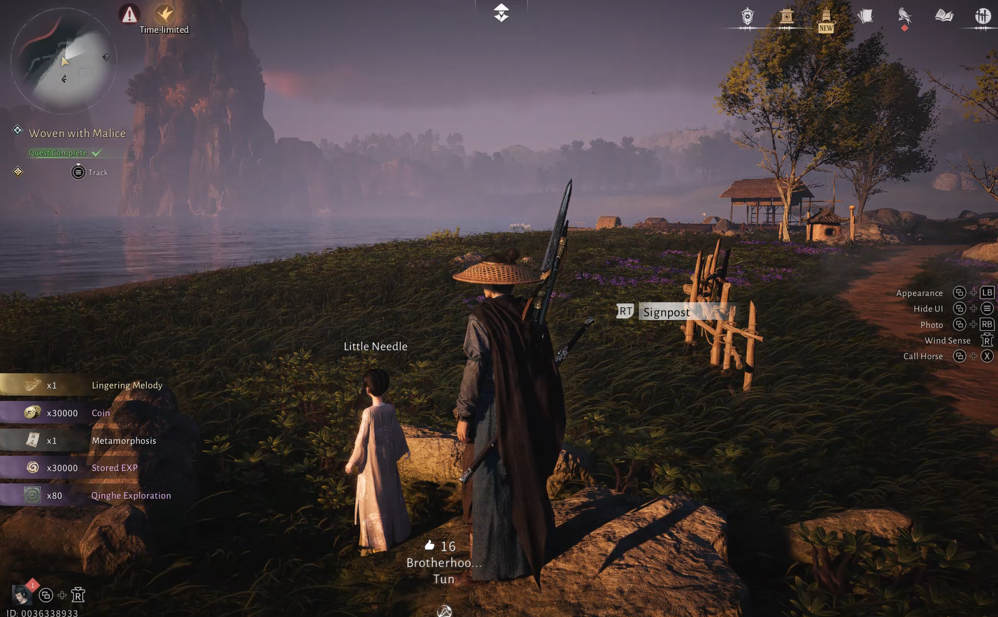 Talking to the girl to complete the quest